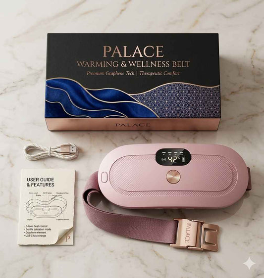 Portable Menstrual Heating Pad Belt for Women – Electric Period Pain Relief Massager with 3 Heat Levels & 4 Massage Modes - With Box