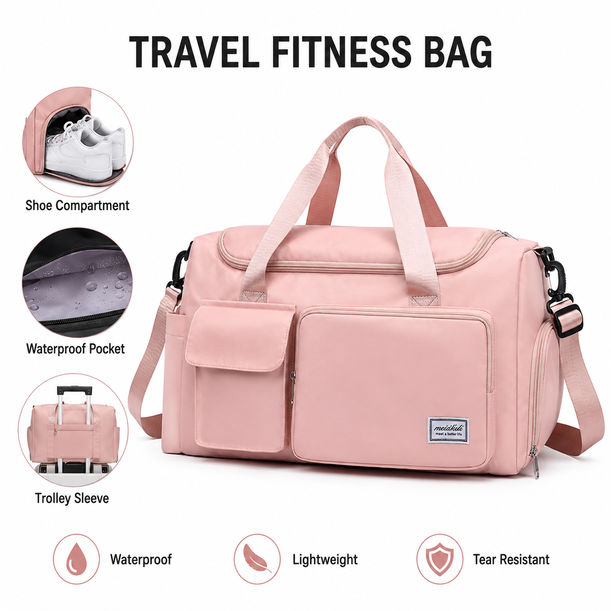 Foldable Duffle Bag Nylon Mint Lavender For Travel and Events/Foldable Travel Duffle Bag – Waterproof Gym & Weekend Carry Bag with Shoe Compartment (Mint Green & Lavender) | Cash on Delivery Available