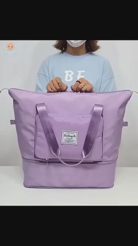 Foldable Duffle Bag Nylon Mint Lavender For Travel and Events/Foldable Travel Duffle Bag – Waterproof Gym & Weekend Carry Bag with Shoe Compartment (Mint Green & Lavender) | Cash on Delivery Available